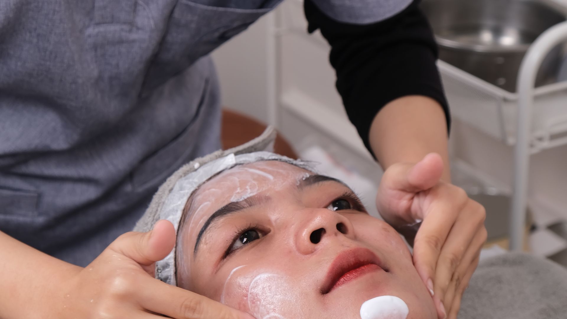 Expert skincare professional at work